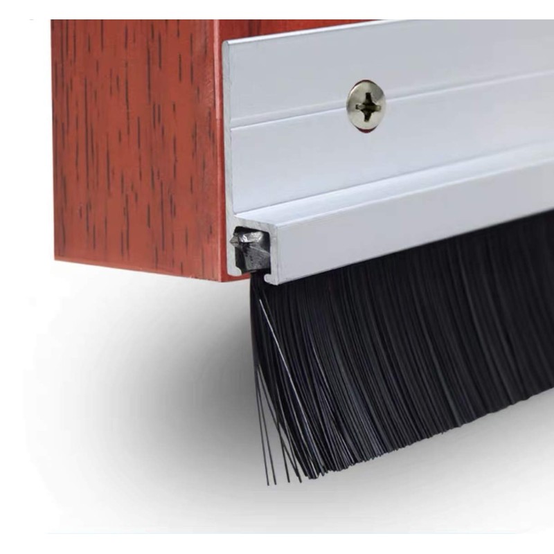 Two Pieces Door Bottom Sweep Silver Color Aluminum Alloy Extra