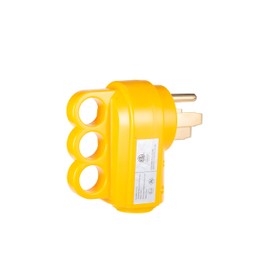 Plutreas 50 AMP Male RV Replacement Plug with Handle, 14-50P Heavy Duty 125V/250V 4 Prong Electrical Plug Adapter, Yellow