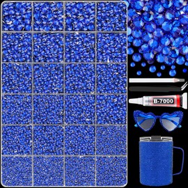 25000Pcs Royal Blue Rhinestones for Bedazzling with B7000 Jewelry Glue, Non Hotfix Flatback Gems, Crystal Resin Rhinestones for Crafting Crafts Clothing Tumblers Mugs Shoes Fabric Decor Nail Art