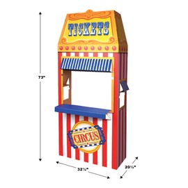 Beistle 3-D Circus Photo Booth Prop, Cardboard Ticket Booth, Carnival Themed Party Decorations, Fun Fair Party Supplies, 6' 1" x 35.25"