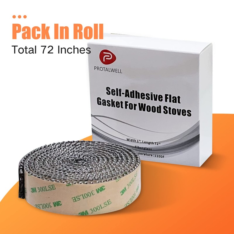 Stove Gasket Tape, Self Adhesive Flat Gasket for Woodstoves and