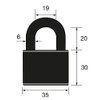 Yale YE1/120/1 Brass Padlock, Brass, 35/35 mm