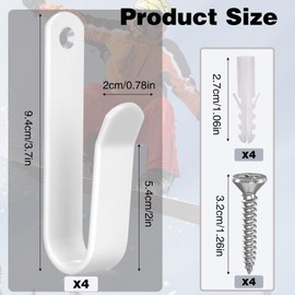 GGXZHT Pack of 4 Snowboard Wall Mounts Horizontal, Skateboard Wall Mount, Snowboard Holder for Skateboard Longboard, Storage Snowboard Display Wall Mount (White)