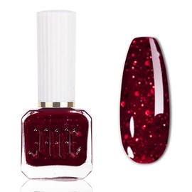 Glitter Nail Polish - Red Nail Polish - Dark Red Nail Varnish Air Dry High Glossy Shine - Shimmer Reflective Long Lasting Nail Art No Chip Fast Dry Nail Polish Gifts for Women