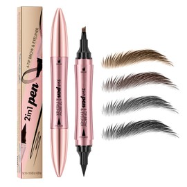KBRPEY Microblading Eyebrow Pencil, Eyebrow Pencil, 2-in-1 Dual-Ended Eyebrow Pencil with 4 Fork Tips, Waterproof, Sweat-Resistant, Creates Effortlessly Natural-Looking Brows