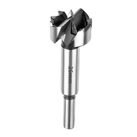 SUQIN Professional Forstner Drill Bit Diameter 26 mm, Flat Wing Drill, Branch Hole Drill, Hinge Hole Drill, Pot Drill, Forstner Cutter with Round Shank for Drilling in Wood, Plastic, Plywood