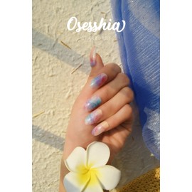 Osesshia Semi Cured Gel Nail Strips, 20 pcs Nail Wraps, Glaze Stickers, Salon Quality French Manicure, Full Decal Gel Polish Strips, Long Lasting SCG, Easy on, UV Required (Starburst)