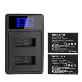 GOROFO 2-Pack of LP-E12 Camera Batteries and LED Dual Slot Charger Set, Compatible with Canon EOS M2, EOS M, EOS M10, EOS M50, EOS M50 Mark II, EOS M100, EOS M200, EOS100D,