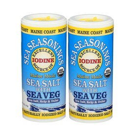 Maine Coast Sea Vegetables Sea Salt with Sea Veg Shaker | Wild-Harvested Seaweed Seasoning | Organic Dulse & Kelp Blend | Rich in Iodine | Great for Soups & Salads | 1.5 oz (Pack of 2)