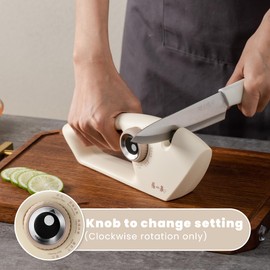5 in 1 Knife Sharpener for Kitchen, 5-Stage with Tungsten Diamond Ceramic, for Straight & Serrated Knives and Scissors