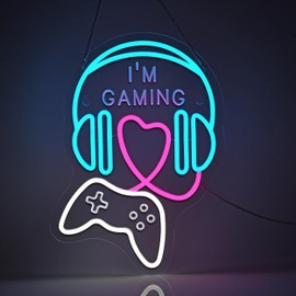 Nesighon Gamer Neon Sign for Wall Decor - 16.7"x12" Dimmable LED Neon Light, Perfect for Gaming Room & Bedroom - Ideal for Girls, Boys, and Teens. A Cool Gamer Gift Idea for the Game Room