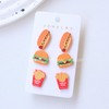 3PCS Hot Dog Fried Chips Hamburger Stud Earring Set Acrylic