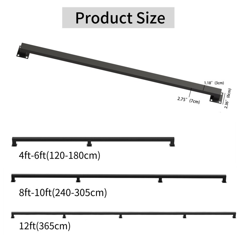 8FT Stair Railings Indoor, Black Iron Railings for Stairs, Industrial