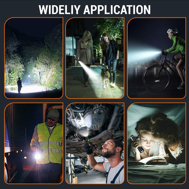 LED Tactical Flashlight Rechargeable - One Click SOS, Super Bright