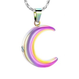 Cremation Jewellery for Ashes Moon Urn Necklace Stainless Steel Memorial Lockets Keepsakes Jewellery for Ash Pendant - Fill Kit, Stainless Steel, No Gemstone