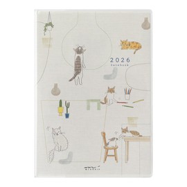 Midori Pocket Diary 2026 B6 Weekly Cat Pattern 22373006 (Starting from January 2026)