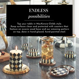 MacKenzie-Childs Enamel Coasters, Table Coasters for Drinks, Set of 4, Courtly Check