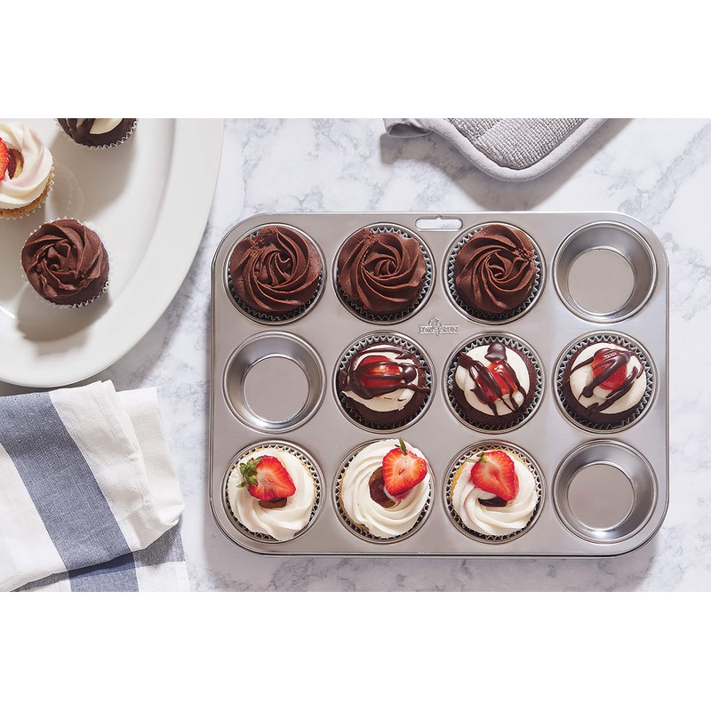 Fox Run Muffin and Cupcake Pan, 12 Standard Cup, Stainless