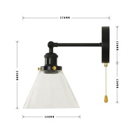 Bagkcopp Wall Sconce Lighting Fixture with Clear Glass Shade,Black Wall Light Fixtures with Pull Cord Switch,Bedroom Wall Lights for Bedside/Hallway/Living Room/Kitchen/Vanity Bathroom (Black 02)