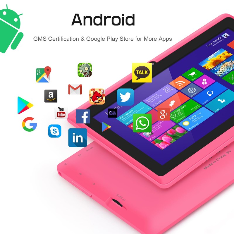Haehne Tablet 7 Inch Android Tablet Dual Cameras Wi-Fi Bluetooth