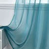 DONREN Sheer Teal Curtains 45 Inches Long for Kitchen Small