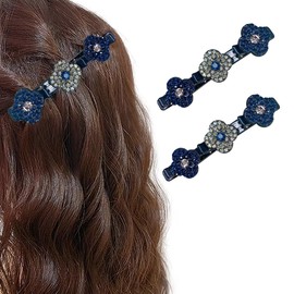 Collenatsy Sparkling Crystal Stone Braided Hair Clips,Braided Hair Clips for Women,Shiny Rhinestone Hair Clip,2024 New Rhinestone Hair Clips for Womens Girls(2PCS)