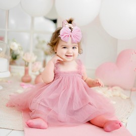 Lanmerry Baby Girls Headbands Bows Newborn Lace Hair Bow Hair Accessories for Infant Baby Girls Headband Toddler Black White Light Pink Hair Bows 3Pcs