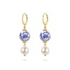 Gold-Plated Four Floral Bead and Pearl Earrings – Handcrafted Ceramic