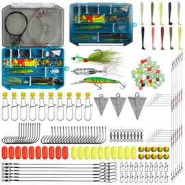 Saltwater Fishing Tackle Kit,167pcs Surf Fishing Gear Include Leader Wire/Bucktail Jig/Lure Bait/Saltwater Fishing Hooks/Metal Fishing Spoons/Swvie Snaps/Sinker Slide/Pyramid Weights/Pompano Rigs