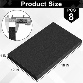 ToLanbbt Polyurethane Foam Sheets, 8P 16 x 12 x 1 Inch Cuttable Tool Box Case Foam Inserts Paddings, Black Cushion Foam Packing Pads for Case Toolbox Game Box Craft Camera Storage