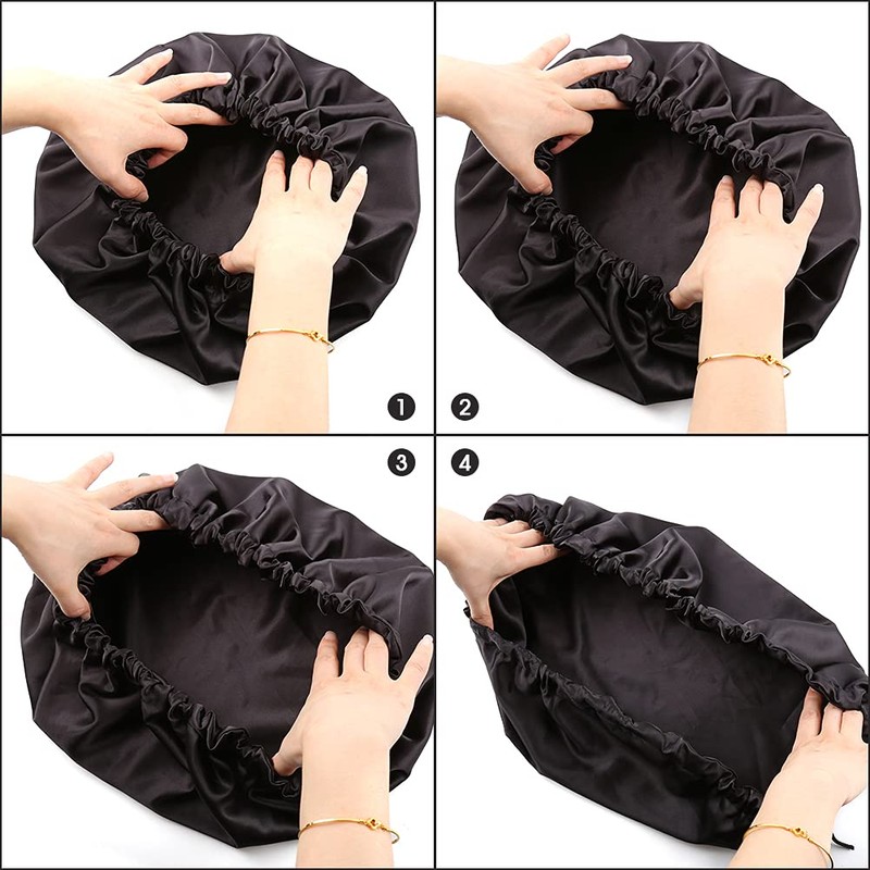 ELIHAIR Gorro de dormir sedoso de satén para cabello rizado,