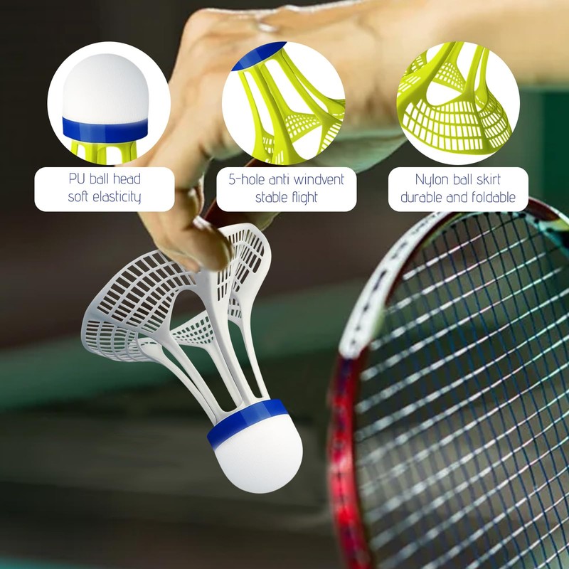 KBCYRT 6 Windproof Badminton Shuttlecocks, High Elasticity Shuttlecocks for Outdoor