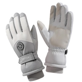 SamHeng Waterproof Thermal Gloves for Women, Anti-slip Touchscreen Gloves for Lady Girls, Adjustable Windproof Ski Gloves Winter Warm Thickened Gloves for Running Cycling Hiking Snow Sports (Grey)