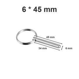 6 Pcs 6mm x 45mm High-Carbon Steel Quick Release Pins, Locking Pins with round ring design for Automotive & Agricultural Machinery