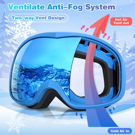 ITOWE Ski Goggles for Kids 6-14 4-6 Snowboard Winter Goggles Skiing Snow Sports Goggles Kids Ski Snow Helmet with Snowboarding Goggles for Boys Girls Child Toddlers Youth Anti Fog 100% UV Protection