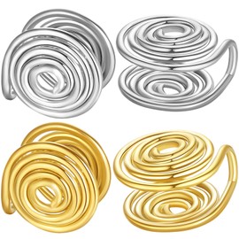 MARSALIA 12MM 15MM Pressure Earrings for Keloids, Keloid Earrings Pressure Clip On Earring, Ear Cuff, Stainless Steel Spiral Non-pierced Earrings (12MM,Silver&Gold)