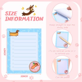 Chiisong 12 Pieces Dachshund Sticky Notes Dachshund Gifts 3x4 Inch Cute Cartoon Dog Self Stick Notepads Puppy Lover Gifts Dog to Do List Cute Memo Pads for Home Office Supplies
