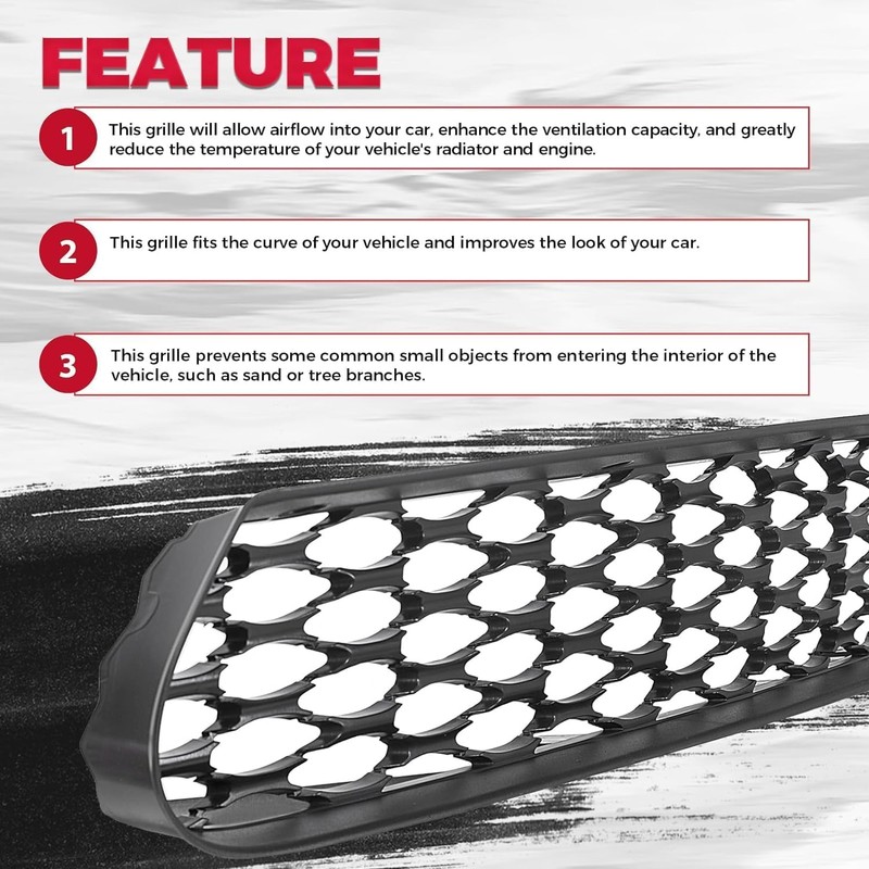 HECASA Front Lower Grille Grill Compatible with 2015-2023 Dodge Charger
