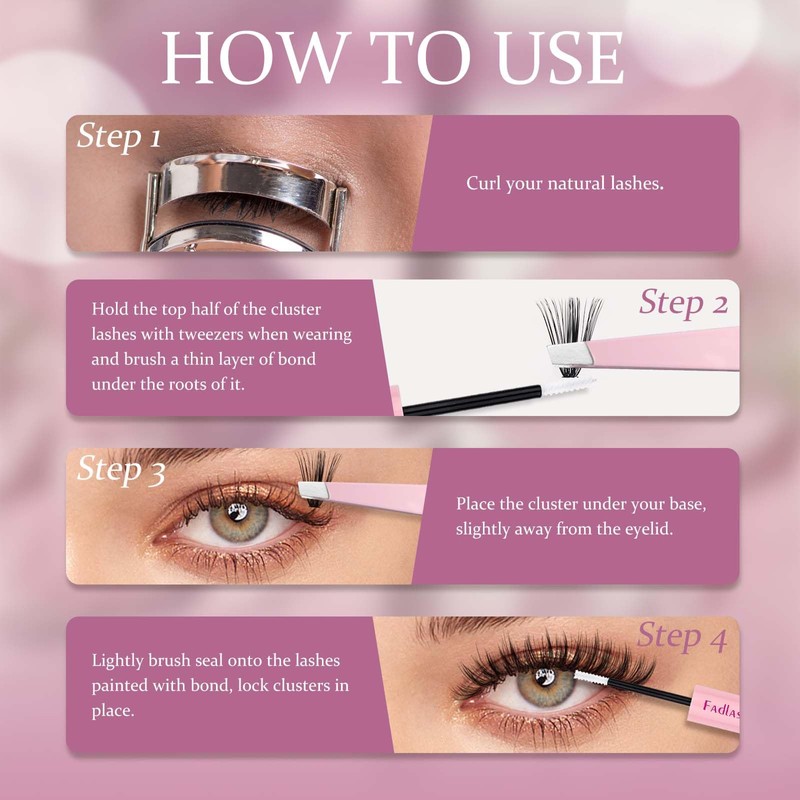 FADLASH DIY Eyelash Extension Kit, 240Pcs Lash Clusters with Lash