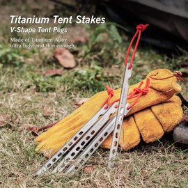 Boundless Voyage Outdoors Titanium Tent Stakes Pegs Camping Anchor Tent Stakes Nail Ti4008P (8 Pcs Pack)