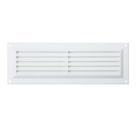 Map Plastic Louvre Air Vent with Flyscreen, White, 9" x 3" (229mm x 76mm), Single Brick Cover for Interior & Exterior Use