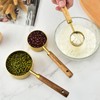 8Pcs Stainless Steel Gold Measuring Cups, Wood Measuring Cups Measuring