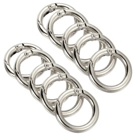 PATIKIL 25x18x4mm Spring Gate O Rings, 10 Pack Round Snap Clip Zinc Alloy for Keyrings Buckle, Silver