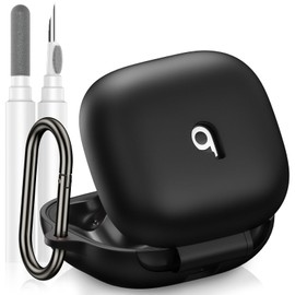 LDSXAY Compatible with Beats Powerbeats Pro 2 Case Cover, Soft Silicone Shockproof Protective Skin Case for Beats Powerbeats Pro 2 2025 with Cleaner Kit & Carabiner, Top Logo Visible (Black)