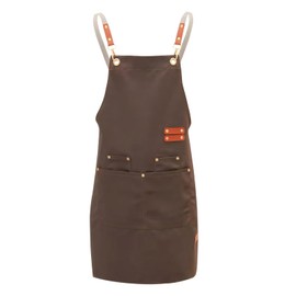 PTJJXA Barbecue Apron for Men Women Waterproof Apron with 4 Pockets and Cross Back Cooking Apron Men Women Adjustable Work Apron Restaurant Cafe Kitchen Apron for Gardening Painting, brown