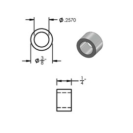 Steel Spacer 1/2" OD x 3/8" ID, Round Spacer Unthreaded Standoff Bushing Plain Finish, Fits Screws, Bolts 3/8", Metal Spacers Online (1/4" Length, 5 Pack)