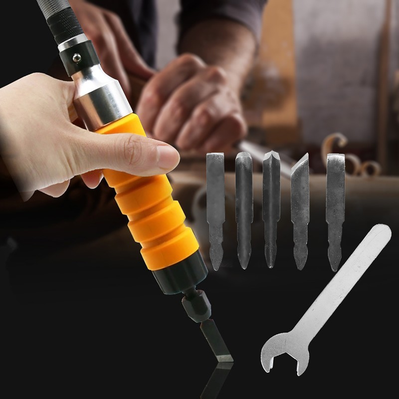Electric Wood Chisel Carving Tool Kit with 5 Carving Tips
