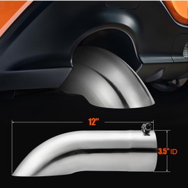 LCGP Turn Down Exhaust Tip 3.5" Inlet, 3.5" Inside Diameter Inlet, 12’’ Length Stainless Steel Bolt-On Exhaust Pipe