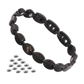 QIAOZILI Germanium Bracelet Stainless Steel Health Antistatic Bracelet for Men and Women Extension Buckle Size Adjustable Valentine's Day Gift Birthday Anniversary Exclusive Gift Box Cleaning Cloth