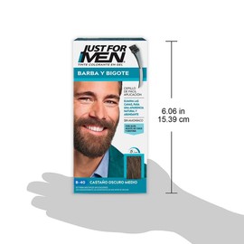 Just For Men Tinte Colorante en Gel para Barba y Bigote,Castaño Oscuro Medio B40,Sin Amoníaco, Con Cepillo De Fácil Aplicación, 66ml